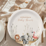 Oh Boy Schattige Safari Dierengroen Baby shower Papieren Bordje<br><div class="desc">Voeg een vleugje avontuur en charme toe aan uw baby shower met onze Wild One Safari Animals Boy Baby shower servetten. Deze servetten zijn voorzien van levendige design van safaridieren te midden van weelderig groen, ideaal voor een safarifeest. Ontwerp: versierd met kleurrijke illustraties van safaridieren zoals leeuwen, olifanten, giraffen en...</div>