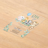 Oh Boy Schattige Safari Oerwoud Animals Baby showe Acryl Uitnodigingen (Laagn)