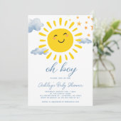 Oh Boy Schattige Sunshine Baby shower Kaart (Staand voorkant)