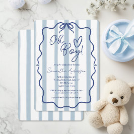 Oh Boy Schattige Whimsical Blue Baby shower Invita Kaart