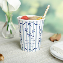 Oh Boy Schattige Whimsical Blue Stripes Baby showe Papieren Bekers