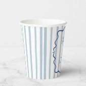 Oh Boy Schattige Whimsical Blue Stripes Baby showe Papieren Bekers (Rechts)
