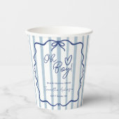 Oh Boy Schattige Whimsical Blue Stripes Baby showe Papieren Bekers (Voorkant)