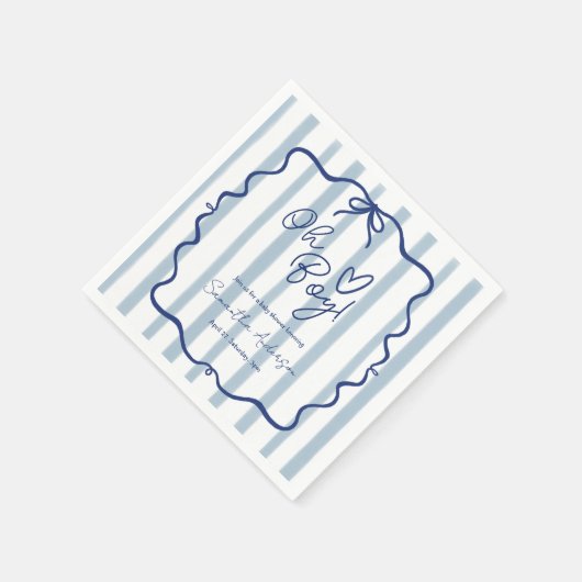 Oh Boy Schattige Whimsical Blue Stripes Baby showe Servet (Hoek)