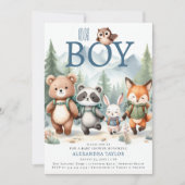 Oh Boy Schattige Woodland Animal Hiking Boy Baby s Kaart (Voorkant)