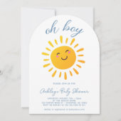 Oh Boy Schattige Zonneschijn Blauw Baby shower Kaart (Voorkant)