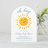 Oh Boy Schattige Zonneschijn Blauw Baby shower Kaart (Staand voorkant)
