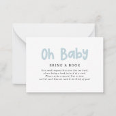 Oh Boy Script Cream baby shower Breng een boek Notitiekaartje (Voorkant)