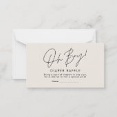 Oh Boy Script Cream Neutrale Douche Luier Raffle Notitiekaartje (Voorkant)