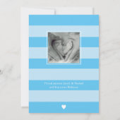 Oh Boy Script Sky Blue Heart Foto Collage Birth Aankondiging (Achterkant)