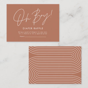 Oh Boy Script Terracotta baby shower Luierloterij Notitiekaartje