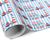 Oh Boy Ships Ahoy Eerste Verjaardag Douche Cadeaupapier (Rol Hoek)