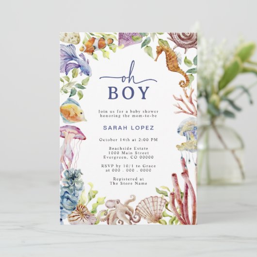 Oh Boy Shower Uitnodiging (Staand voorkant)