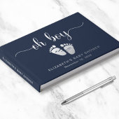 Oh Boy Silver Folie Blauw Baby Voeten Boy Douche Gastenboek