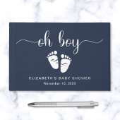Oh Boy Silver Folie Blauw Baby Voeten Boy Douche Gastenboek