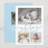 Oh Boy Simple Collage Photo Birth Announement Aankondiging (Voorkant / Achterkant)