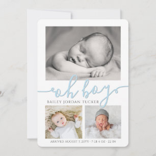 Oh Boy Simple Collage Photo Birth Announement Aankondiging