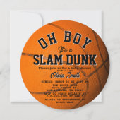 Oh Boy Slam Dunk Basketball Boy Baby Shower Circle Kaart (Voorkant)