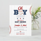Oh Boy Slugger Honkbal All In One Baby Shower Kaart (Staand voorkant)