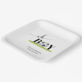 Oh Boy Soccer Boy Baby shower Papieren Bordje (Gebogen)