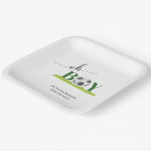 Oh Boy Soccer Boy Baby shower Papieren Bordje (Gebogen)