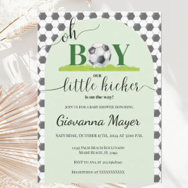 Oh Boy Soccer Boy Baby shower Uitnodiging