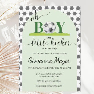 Oh Boy Soccer Boy Baby shower Uitnodiging