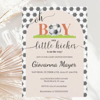 Oh Boy Soccer Boy Baby shower Uitnodiging