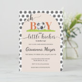 Oh Boy Soccer Boy Baby shower Uitnodiging (Staand voorkant)