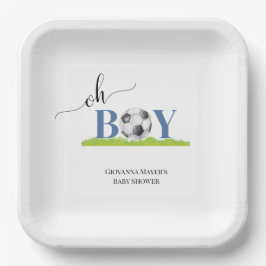 Oh Boy Soccer Boy Baby shower Uitnodiging Papieren Bordje