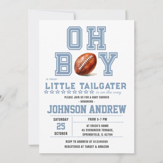 Oh Boy Sports Minimalistisch Football Baby shower Kaart (Voorkant)