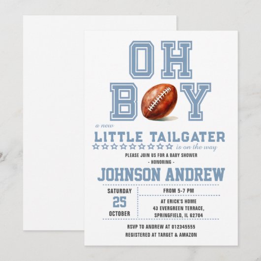 Oh Boy Sports Minimalistisch Football Baby shower Kaart (Voorkant / Achterkant)