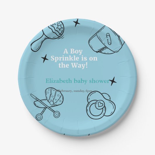 Oh Boy Sprinkle Het is een Boy Baby shower Papieren Bordje (Voorkant)