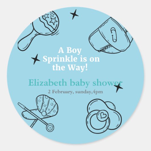Oh Boy Sprinkle Het is een Boy Baby shower Ronde Sticker (Voorkant)