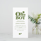 Oh Boy St. Patrick's Day Baby shower Digital Evite Aankondiging (Staand voorkant)