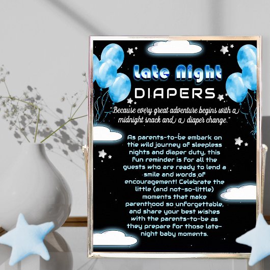 Oh Boy Starry Space Baby shower Late Night Luier Poster