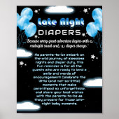 Oh Boy Starry Space Baby shower Late Night Luier Poster (Voorkant)