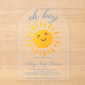 Oh Boy Sunshine Blue Baby shower Acryl Uitnodigingen (Voorkant)