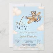 Oh Boy, Teddy Bear Baby shower boy Kaart (Voorkant)