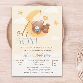 Oh Boy,  Teddy Bear Baby shower boy Kaart