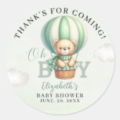 Oh Boy, Teddy Bear Baby Shower Boy Ronde Sticker (Voorkant)