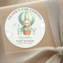 Oh Boy, Teddy Bear Baby Shower Boy Ronde Sticker