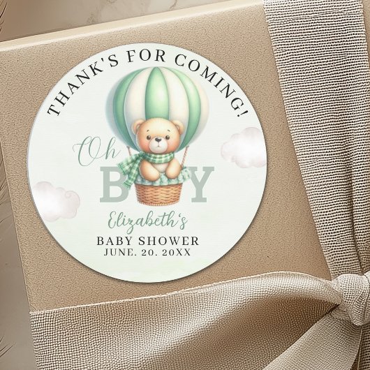 Oh Boy, Teddy Bear Baby Shower Boy Ronde Sticker