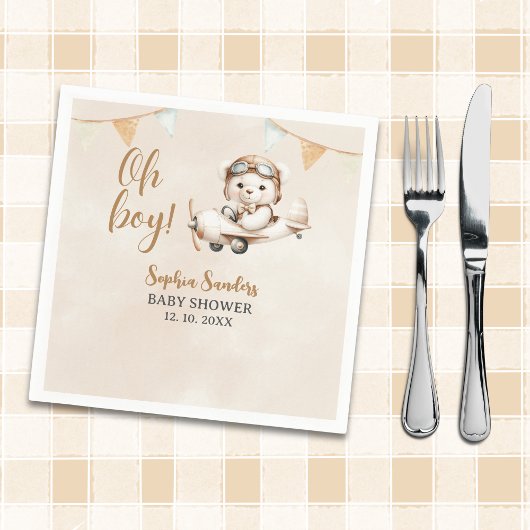 Oh Boy, Teddy Bear Baby shower boy Servet