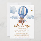 Oh Boy Teddy Bear Baby shower Kaart (Voorkant)