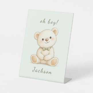 Oh Boy Teddy Bear Baby Shower Welkom Bord Reclamebord Met Voetstuk