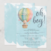 Oh Boy Teddy Bear Blauwe Hete Luchtballon Baby sho Kaart (Voorkant / Achterkant)