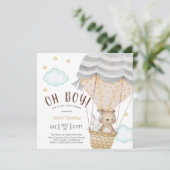 Oh Boy Teddy Bear Woodland Baby shower Kaart (Staand voorkant)