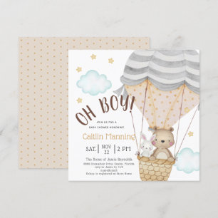 Oh Boy Teddy Bear Woodland Neutraal Baby shower Kaart