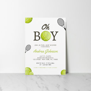 Oh Boy Tennis Baby shower Uitnodiging
